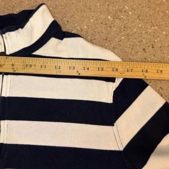 J Crew Mercantile Men's Striped 1/4 Zip Pullover Size Medium Navy/White - Picture 4 of 8